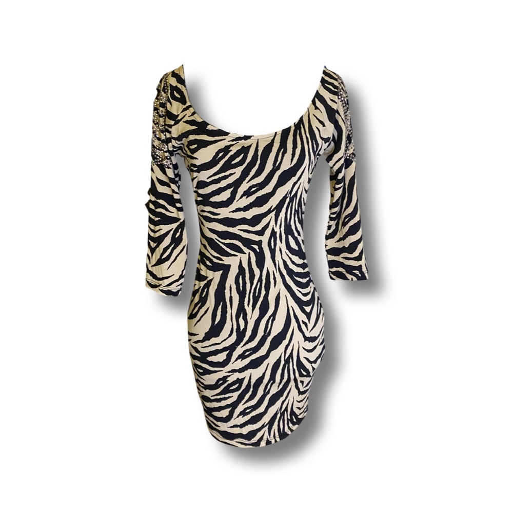 Sexy bodycon zebra print sparkly dress size small